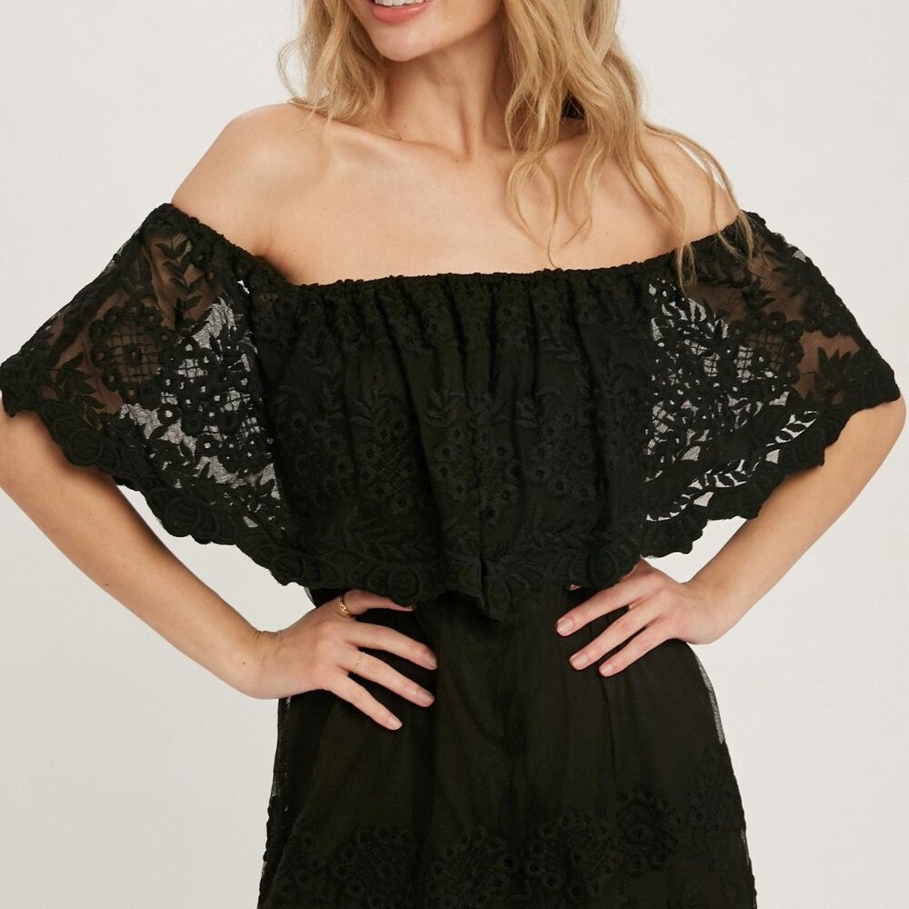 Bluivy  Off The Shoulder Black Lace Dress - Picture 3 of 5